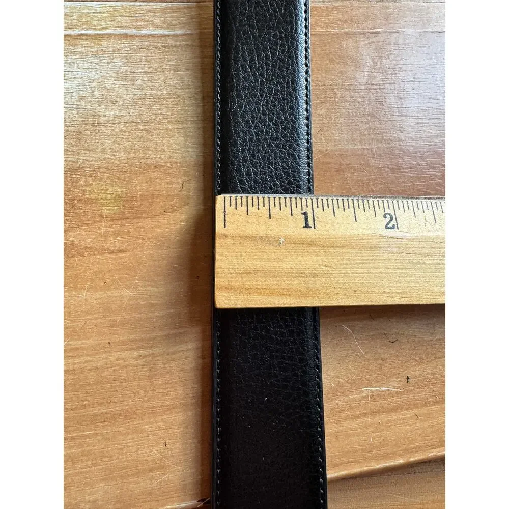 Original Penguin Men's Reversible Leather Belt Black Brown, Silver Buckle